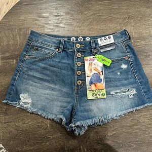 NWT distressed shortie shorts with button fly